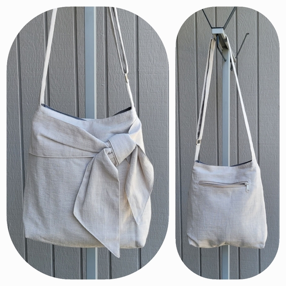 TippyThai Handbags - TippyThai | Cotton Twill Crossbody / Shoulder Bag NWOT natural color w/Bow